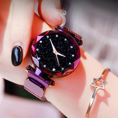 Women Starry Sky Watch Luxury Magnetic Buckle Mesh Band Quartz Wristwatch Female Rose Gold Diamond Watches zegarek damsk