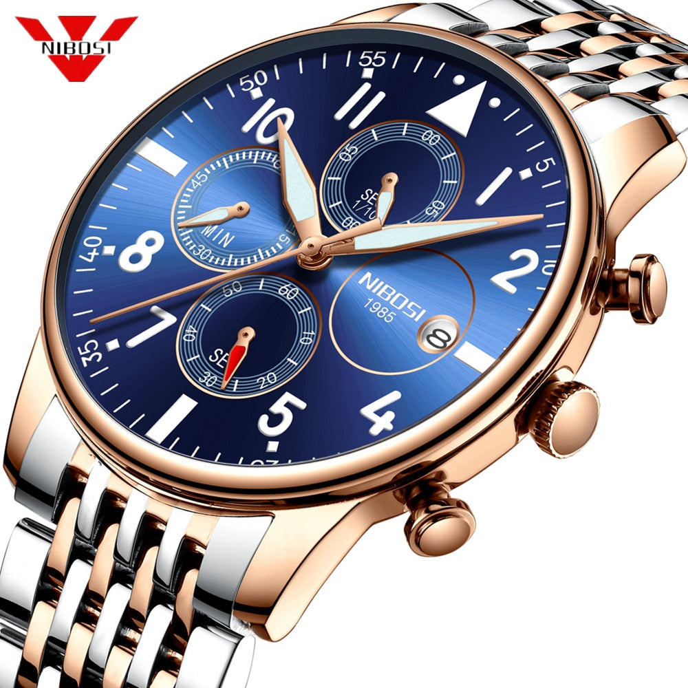 Mens Watches NIBOSI Waterproof Quartz Business Men Watch Top Brand Luxury Clock Casual Military Sport Watch Relogio Masculino