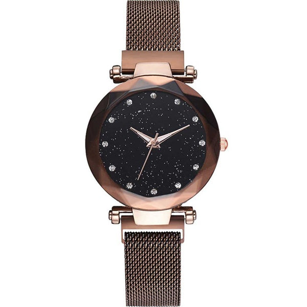 Women Starry Sky Watch Luxury Magnetic Buckle Mesh Band Quartz Wristwatch Female Rose Gold Diamond Watches zegarek damsk