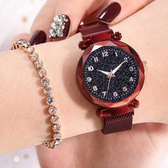 Women Starry Sky Watch Luxury Magnetic Buckle Mesh Band Quartz Wristwatch Female Rose Gold Diamond Watches zegarek damsk