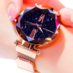 Women Starry Sky Watch Luxury Magnetic Buckle Mesh Band Quartz Wristwatch Female Rose Gold Diamond Watches zegarek damsk