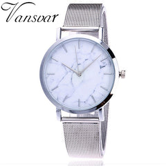 Vansvar Brand Fashion Silver And Gold Mesh Band Creative Marble Wrist Watch Casual Women Quartz Watches Gift Relogio Feminino