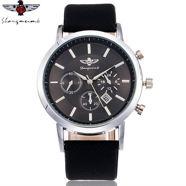 SHANGMEIMK Brand Leather Men Military Watch Fashion Luxury Men's Sport Analog Quartz Wristwatches Gift Clock Relogio Masculino