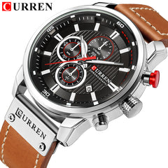 New Watches Men Luxury Brand CURREN Chronograph Men Sport Watches High Quality Leather Strap Quartz Wristwatch Relogio Masculino