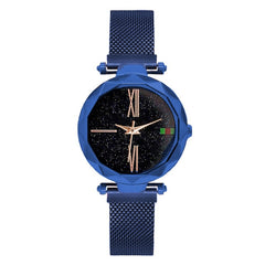 Luxury Rose Gold Women Watches Minimalism Starry Sky Magnetic Fashion Casual Female Wristwatch Waterproof Roman Numeral for Gift