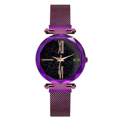 Luxury Rose Gold Women Watches Minimalism Starry Sky Magnetic Fashion Casual Female Wristwatch Waterproof Roman Numeral for Gift
