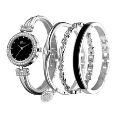 4 PCS Set Ginave Watch Women Rose Gold Diamond Bracelet Watch Luxury Jewelry Ladies Female Girl Hour Casual Quartz Wristwatches