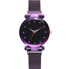 Luxury Diamond Rose Gold Women Watches Starry Sky Magnetic Mesh Ladies Quartz Wrist Watch For relogio feminino montre femme 2018