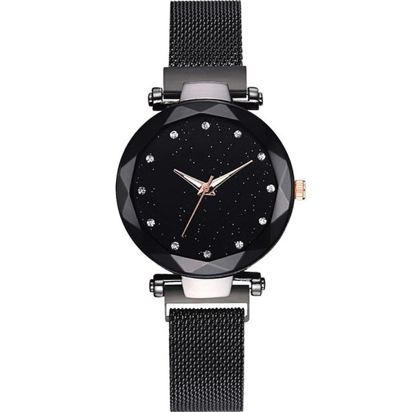 Luxury Diamond Rose Gold Women Watches Starry Sky Magnetic Mesh Ladies Quartz Wrist Watch For relogio feminino montre femme 2018