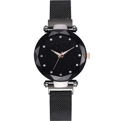Luxury Diamond Rose Gold Women Watches Starry Sky Magnetic Mesh Ladies Quartz Wrist Watch For relogio feminino montre femme 2018