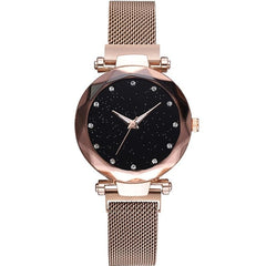 Luxury Diamond Rose Gold Women Watches Starry Sky Magnetic Mesh Ladies Quartz Wrist Watch For relogio feminino montre femme 2018