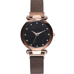 Luxury Diamond Rose Gold Women Watches Starry Sky Magnetic Mesh Ladies Quartz Wrist Watch For relogio feminino montre femme 2018