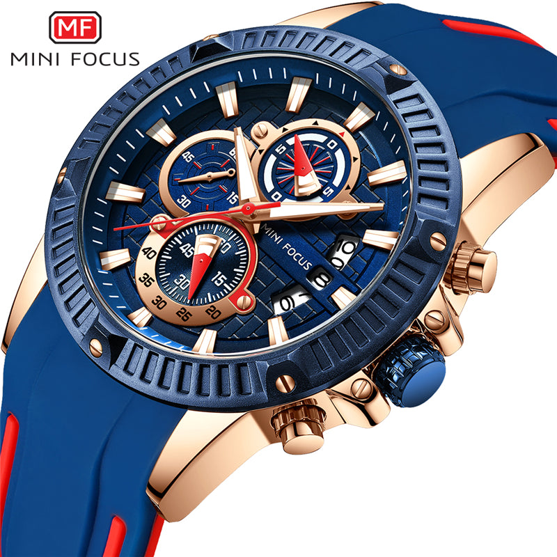 MINIFOCUS Sport Wrist Watch Men Luxury Waterproof Relogio Masculino Fashion Brand Military Men's Wristwatch Quartz Silicone Blue